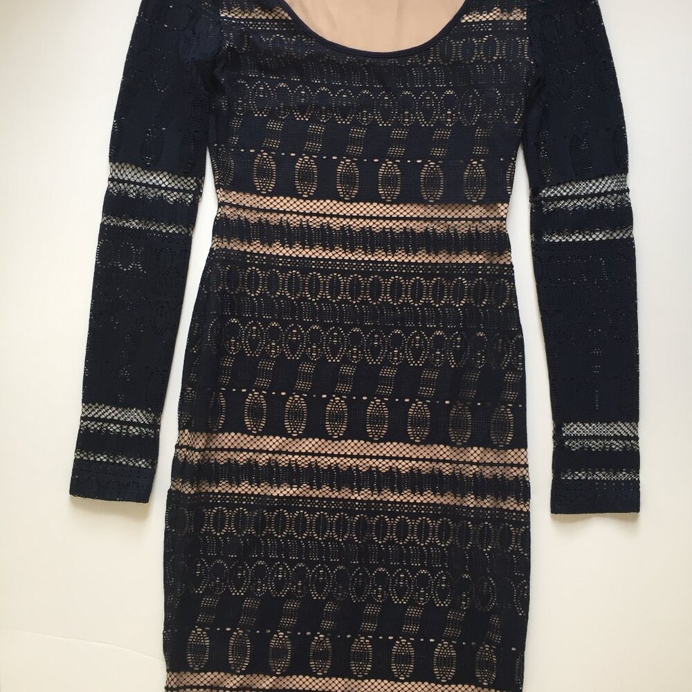 BCBG MAXAZRIA crochet-knit mini dress